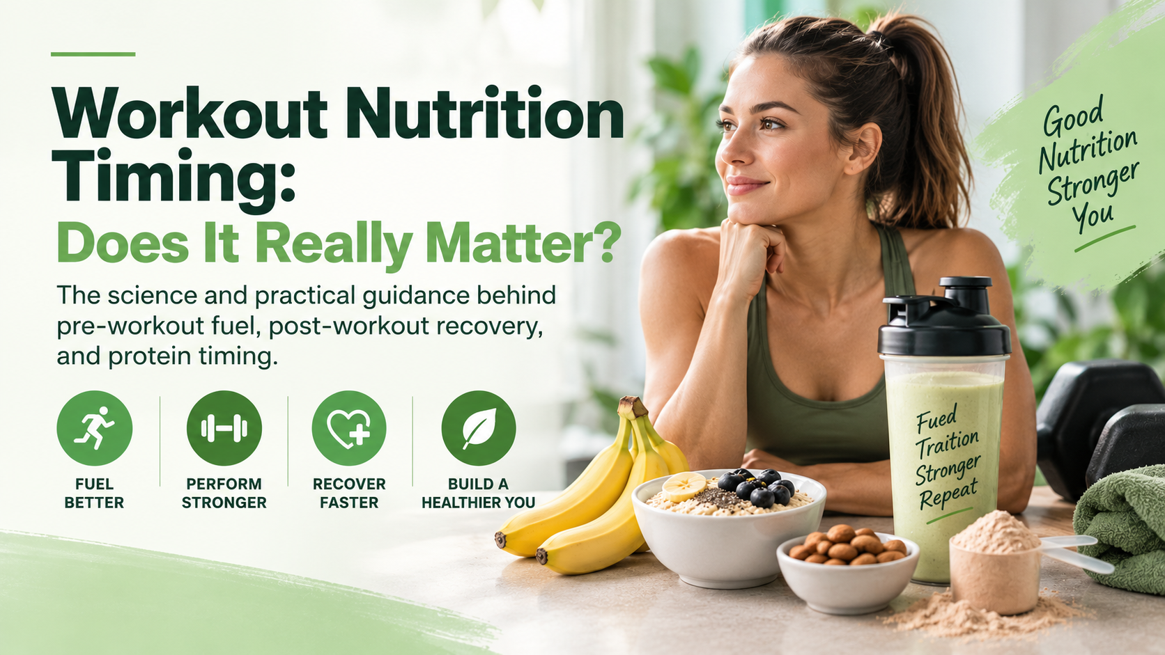 Workout nutrition timing guide with pre-workout and post-workout meals